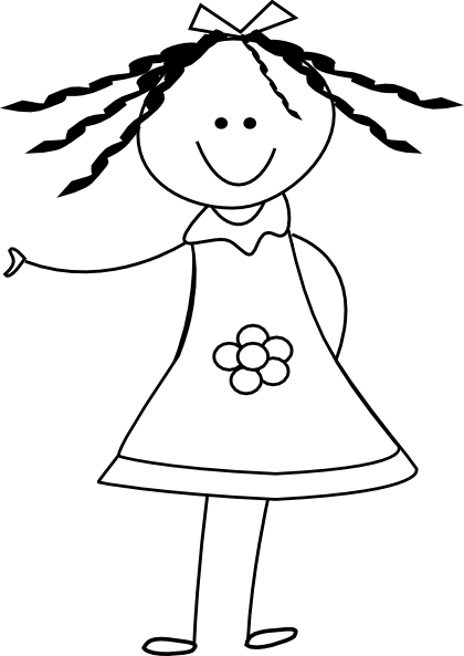 Happy Girl Clipart Black And White (420x593)