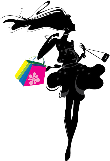 Shopping Silhouette Girl Illustration - Silhouette (600x648)