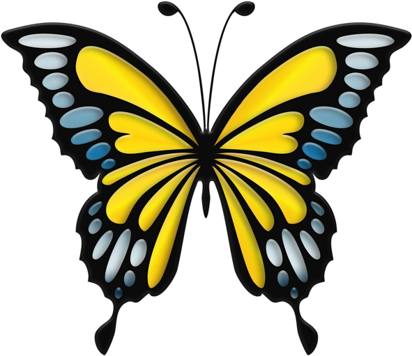 Blue Yellow Butterfly Png Clip Art Image - Papilio Machaon (850x734)