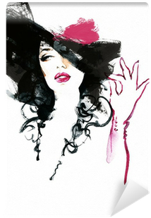 Beautiful Woman In Hat - Illsturation Hat (400x400)