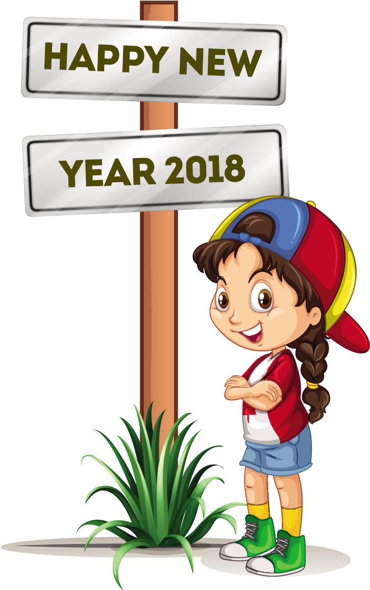 Happy New Year 8 Free Vector Download Coloring Point - Happy New Year 2018 Cartoon (802x1191)
