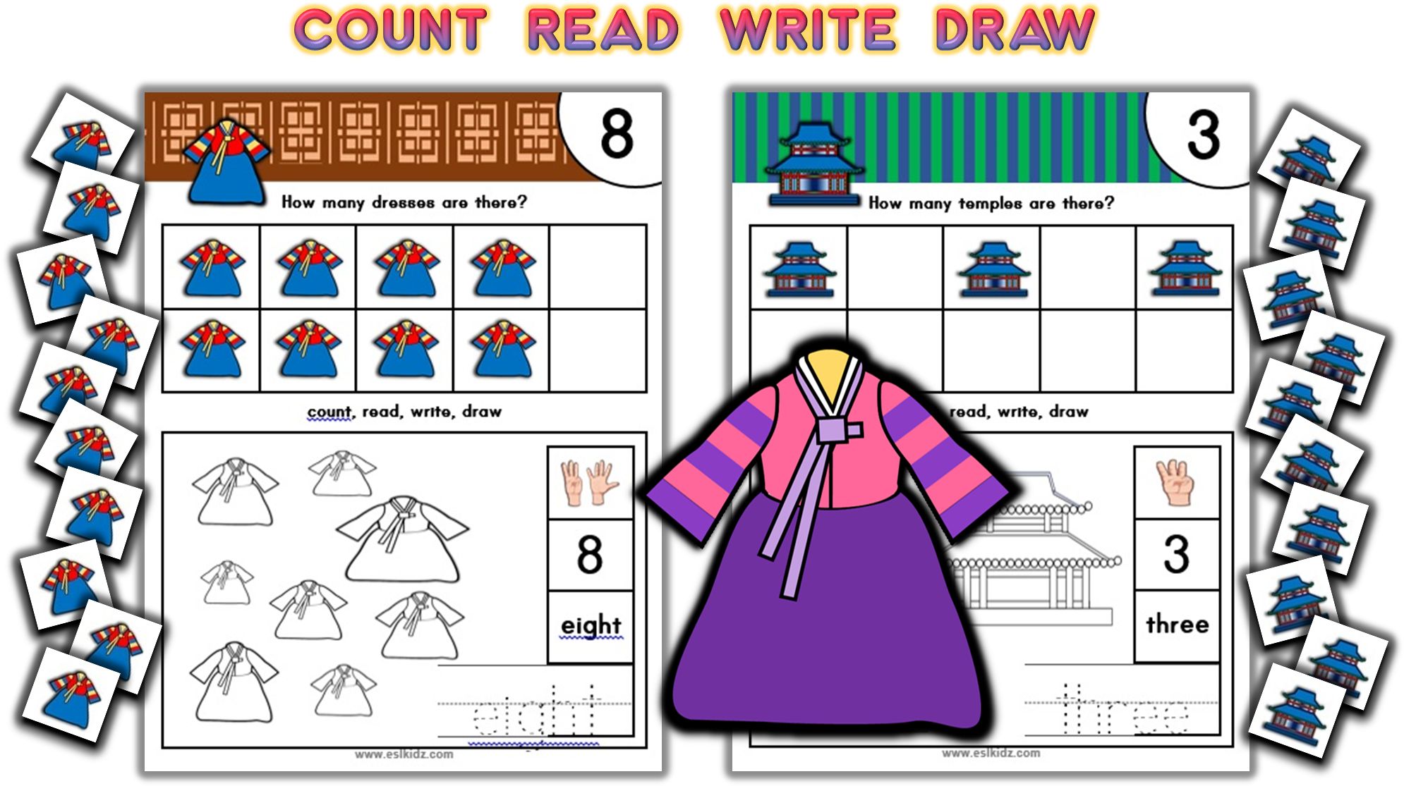 Korea Number Counting Activities Learning Numbers Worksheets - Screenshot (2013x1128)