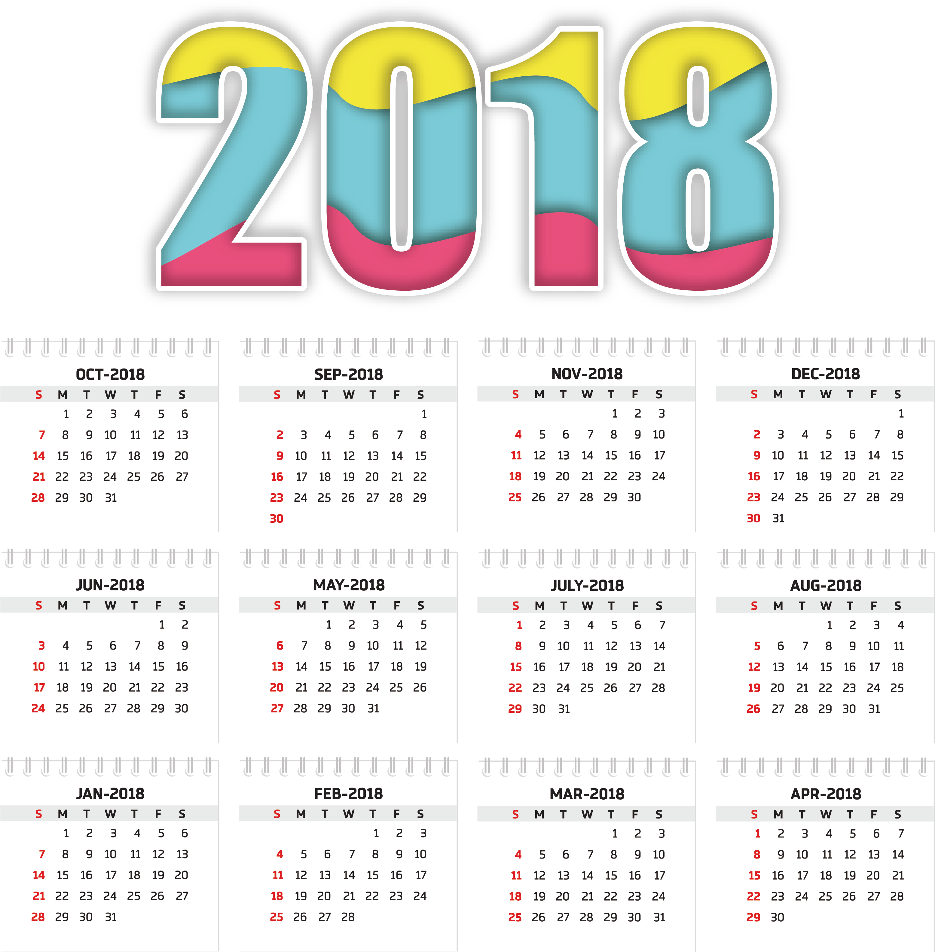 Tropicana Laughlin Gregorian Calendar Year - Imagens De Calendário 2018 (3110x3175)
