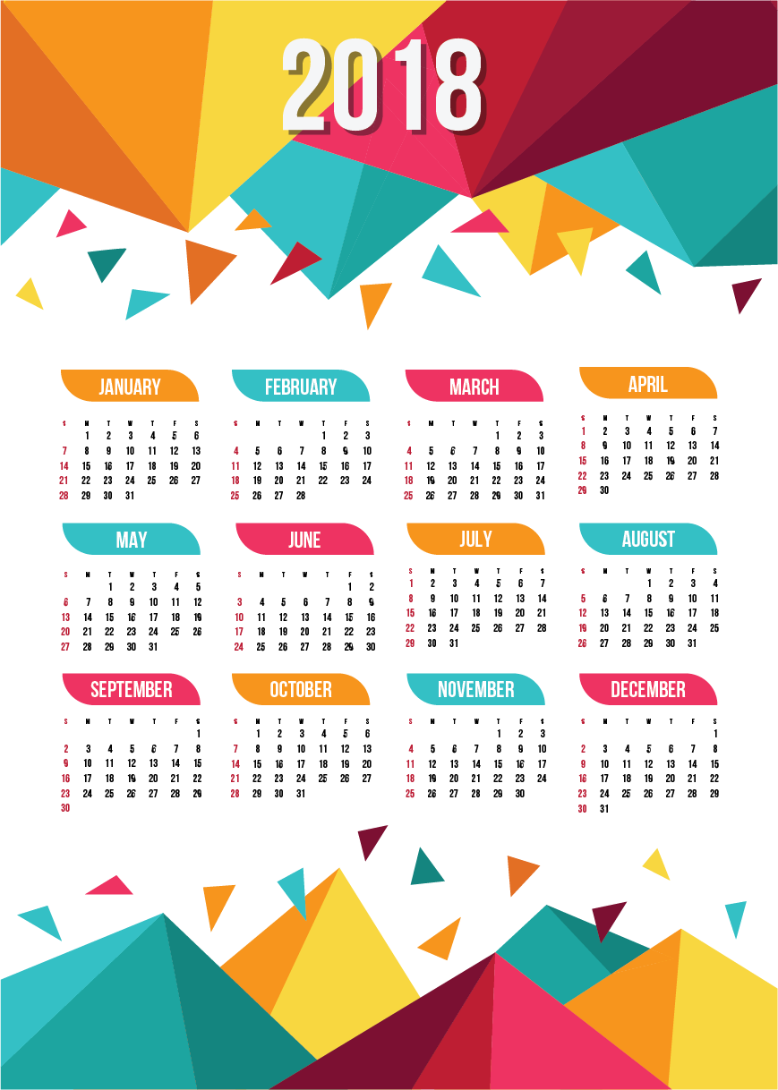 Calendar New Year - Calendar 2018 Design Png (869x1218)