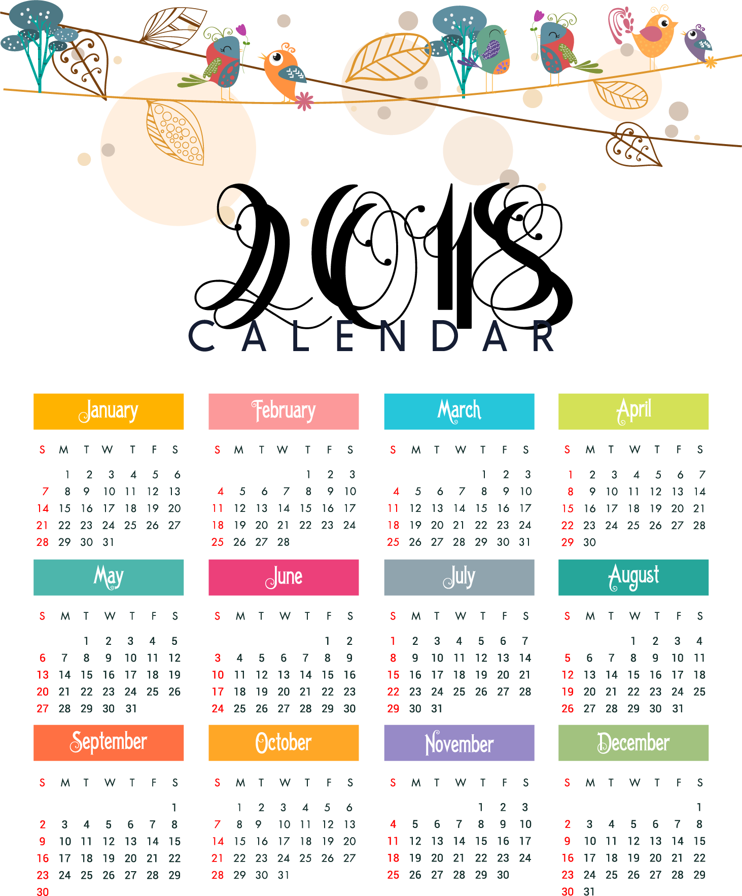1 - - New Year Calendar 2018 With Holidays (1463x1766)