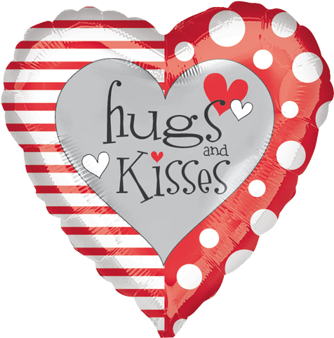 Mylar Balloon Valentine's Day Heart Gift - Amscan International Hugs And Kisses Foil Balloon, (500x500)