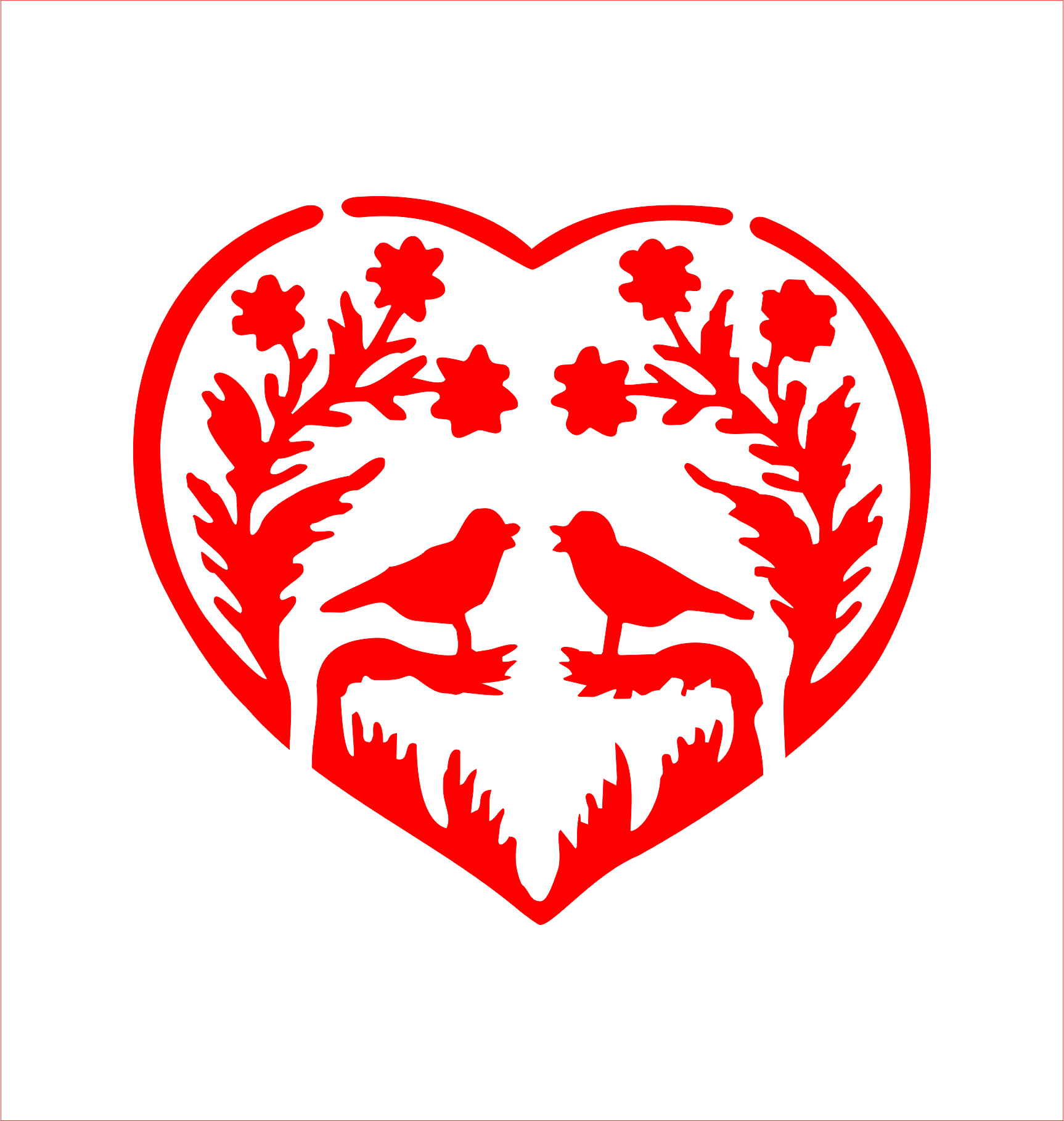 Stencil Heart With 2 Birds - Emblem (1726x1818)