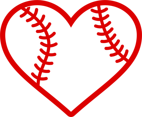 Baseball/softball Heart Decal - Baseball Heart Clipart (480x397)