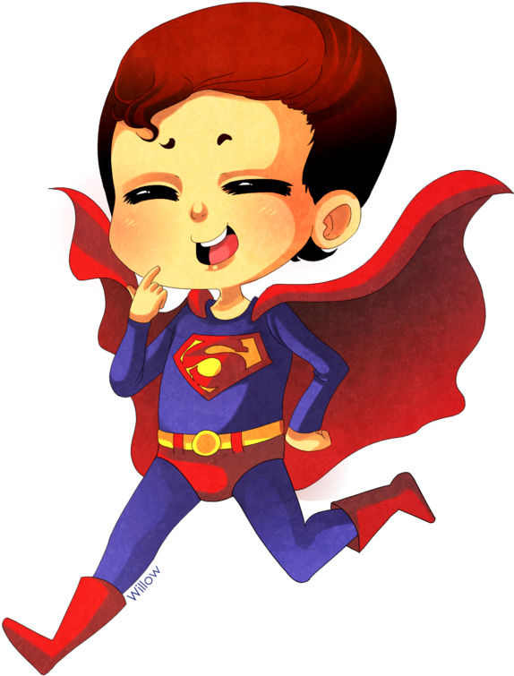 Chibi Superman By ~willow-san On Deviantart - Superman Chibi Fanart (600x844)