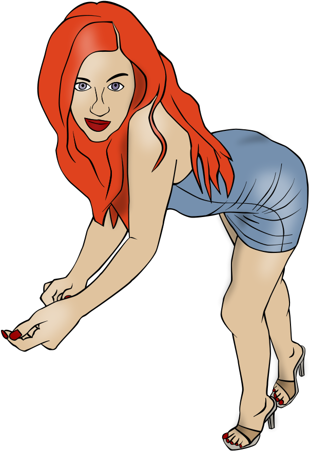 Clip Art Illustration Of A - Cartoon Sexy Girl Png (900x900)