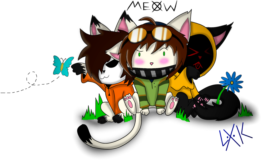 Purroxies- Masky, Hoodie And Toby By Lordxenokitten - Masky Toby And Hoodie (1024x576)