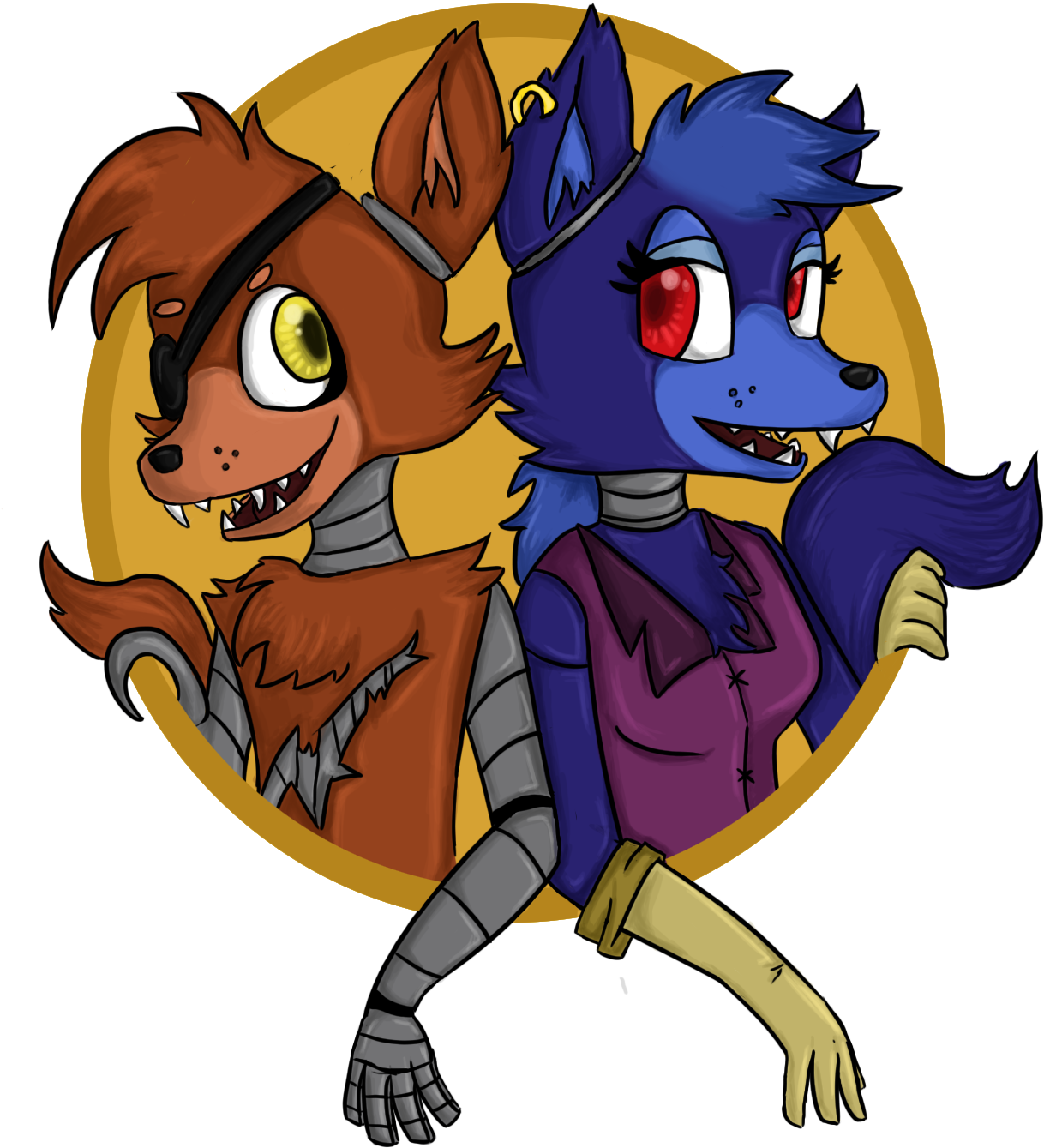 Foxy And Raven By Mindless-kitten - Cartoon (1388x1412)