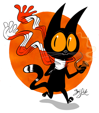 October Cat By Themrock - Cartoon (340x389)