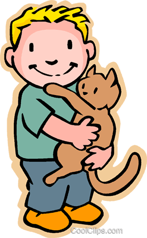 Little Boy With Cat Royalty Free Vector Clip Art Illustration - List Of At Word Family (296x480)