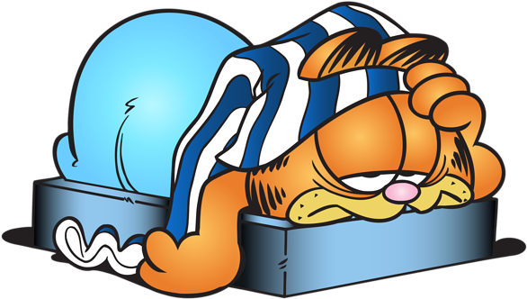 Sleeping Garfield Cartoon Transparent Png Clip Art - Garfield Tired (600x341)