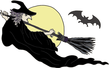 Halloween Cartoon Witches - Halloween Cartoon Witch On Broom (500x304)