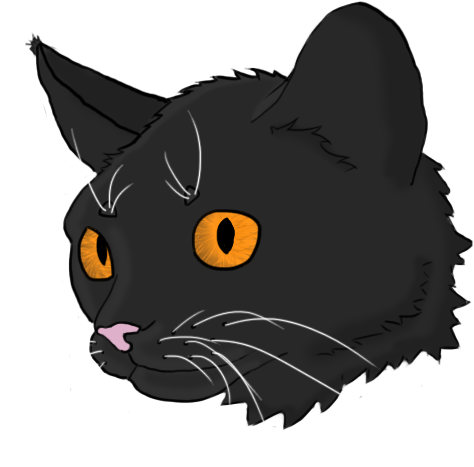 Cartoon Cat Headshot By Fizz-buzz - Black Cat (487x487)