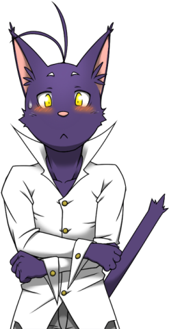 Cat Purple Mammal Violet Vertebrate Fictional Character - Morenatsu Cat (500x479)