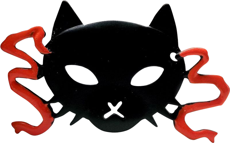 Jj Black Cat Mask Halloween Pin Jonette Brooch - Jojosjjs Jahrgang Signiert Jj Black Cat-maske/sicherheitsnadel (795x795)