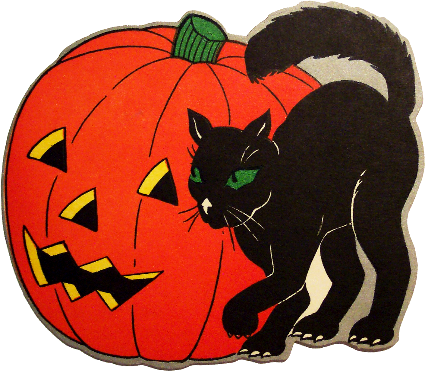 To Download Click On The Picture To Get A Full Size - Art Print: Black Cat With Jack-o-lantern, 61x41in. (1447x1266)