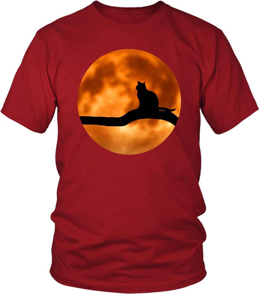 Spooky Black Cat & Full Moon Halloween Unisex T Shirt - Black Cat In The Moonlight Notebook (1000x1000)