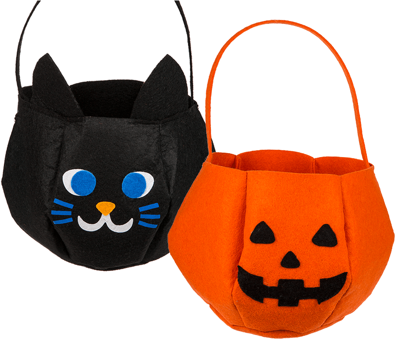 Cesta De Fieltro De Halloween - Cat (945x709)
