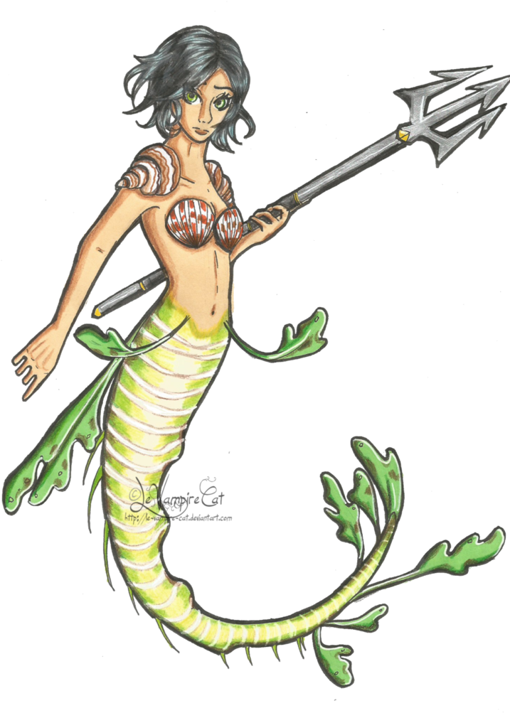 Leafy Sea Mermaid No Background By Grimoire Des Reves - Cartoon (777x1029)