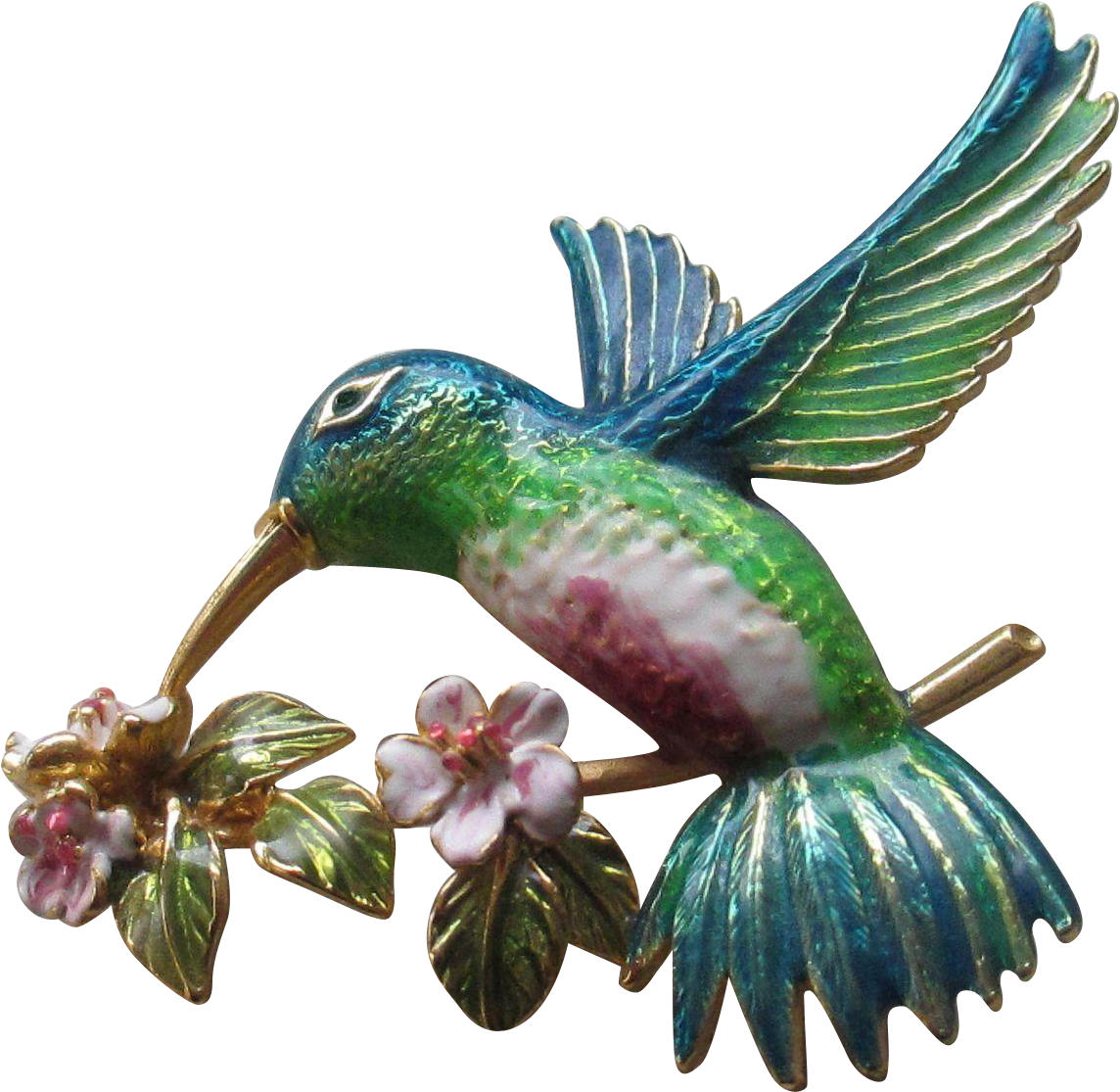 Joan Rivers In Flight Enamel Humming Bird Brooch - Hummingbird (1143x1143)