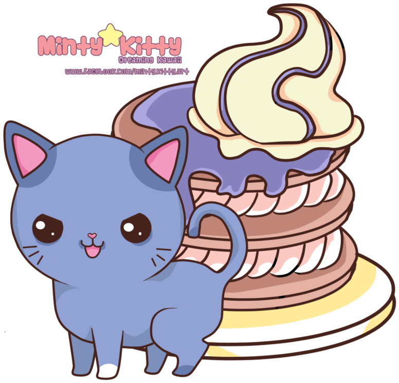 Pancakes, Kitty, Kawaii, Cuddle Cat, Kitten, Kawaii - Cat Grabs Treat (800x951)