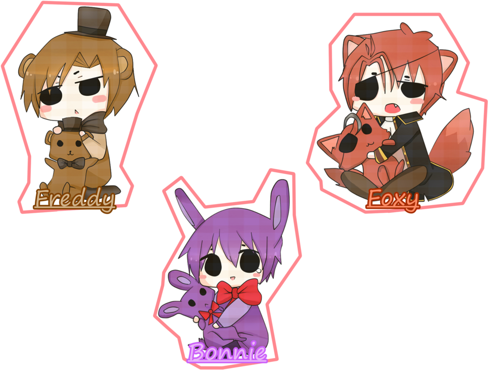 [fnaf] Freddy And Bonnie, Foxy By Kawaii Kitty On Deviantart - Cartoon (1024x768)