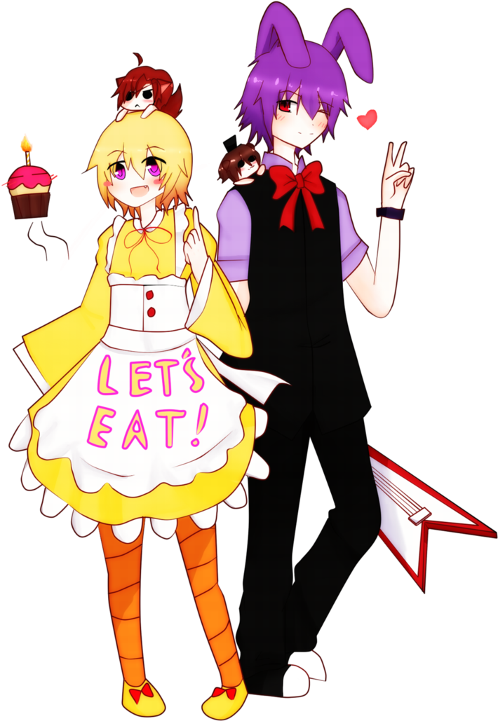 [fnaf] Bonnie And Chica By Kawaii Kitty - Human Chica And Bonnie (750x1064)