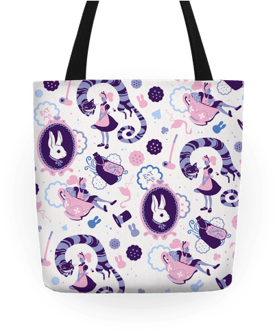 Alice In Wonderland Pattern Tote Tote - Tote Bag (484x484)