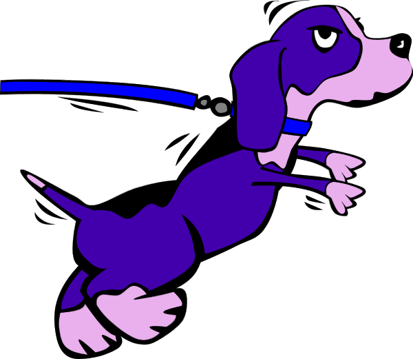 Purple Cartoon Dog Clip Art Clipart Download - Dog Straining On Leash (600x521)