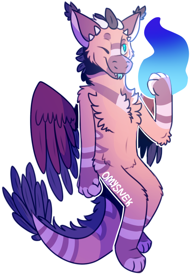 Flames By Omysnek - Pink Dutch Angel Dragon Fursona (702x1000)
