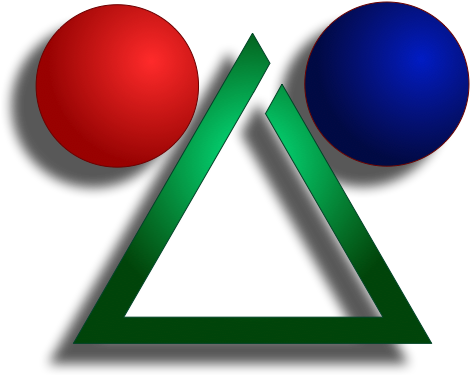 Two Ball And Delta Logo - Circle (475x384)