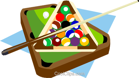Billiard Table With Balls And Cue Royalty Free Vector - Pool Table Clip Art (480x270)