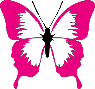 Butterfly Pink Nature Summer Spring Insect - Pink Butterfly Clipart (364x340)