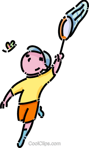 Boy Catching Insects With A Net Royalty Free Vector - Boy Catching Insects With A Net Royalty Free Vector (289x480)