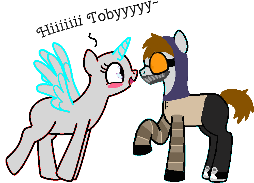 Ticci Toby X Oc Pony Base Vckbbh Clipart - Unicorn And Pegasus Base (1024x783)