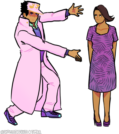 Clothing Woman Purple Pink Standing Violet Dress Joint - Jotaro Pose (500x570)
