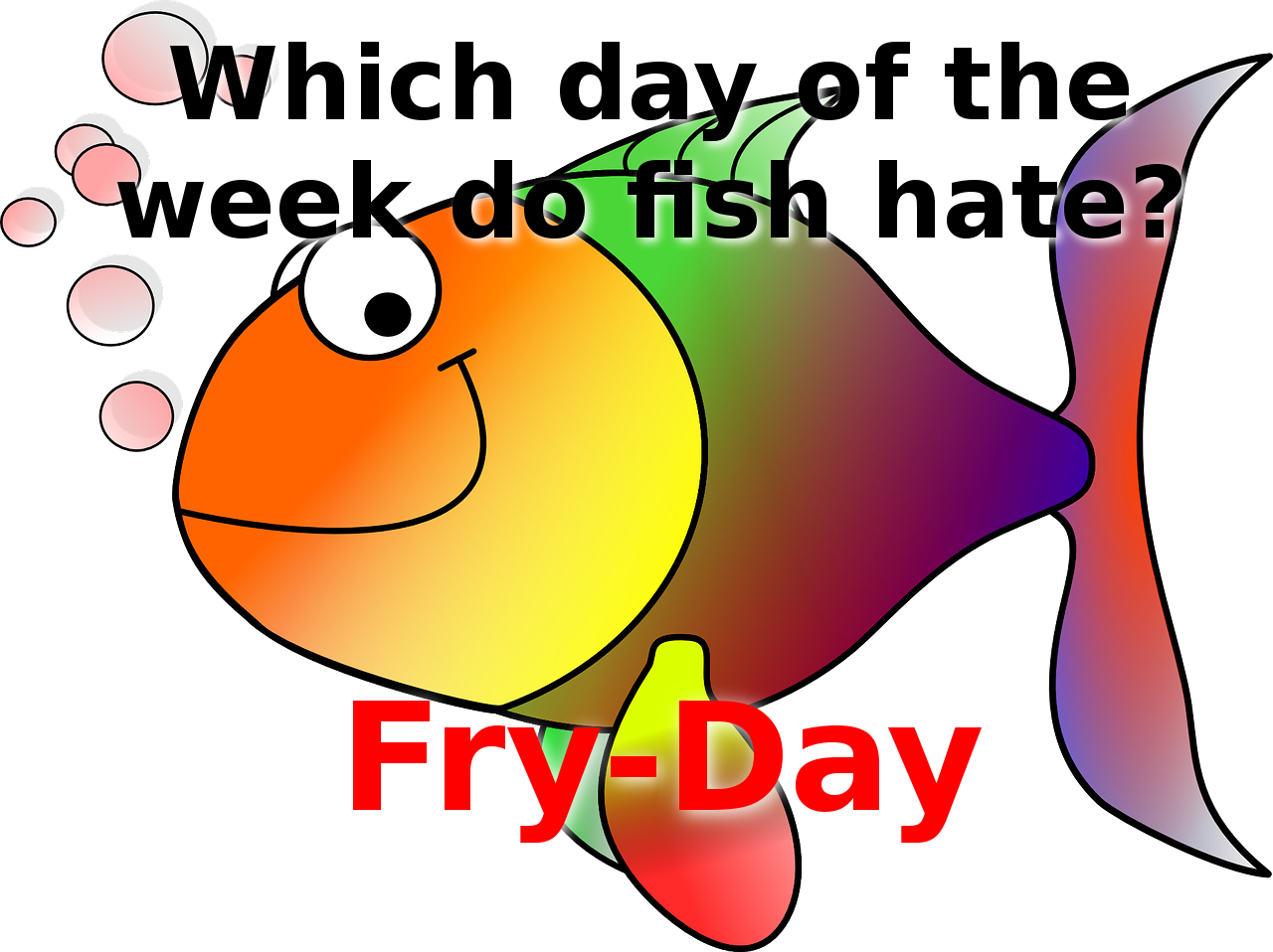 Which Day Of The Week Do 🐟 Fish Hate Fry-day - Fish Clip Art (1280x958)