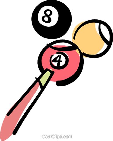 Pool Balls And Pool Cue Royalty Free Vector Clip Art - Bola De Bilhar E Taco (386x480)