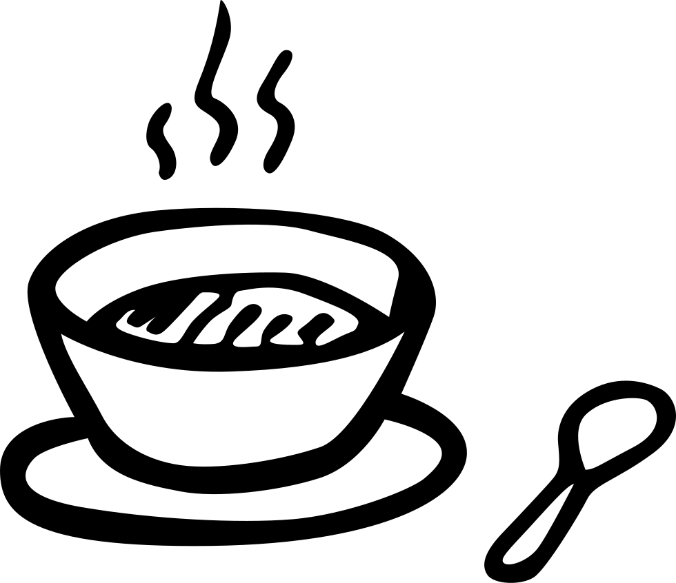 Soup Hot Bowl With A Spoon Hand Drawn Food Comments - Drawing Of Hot Soup (980x846)