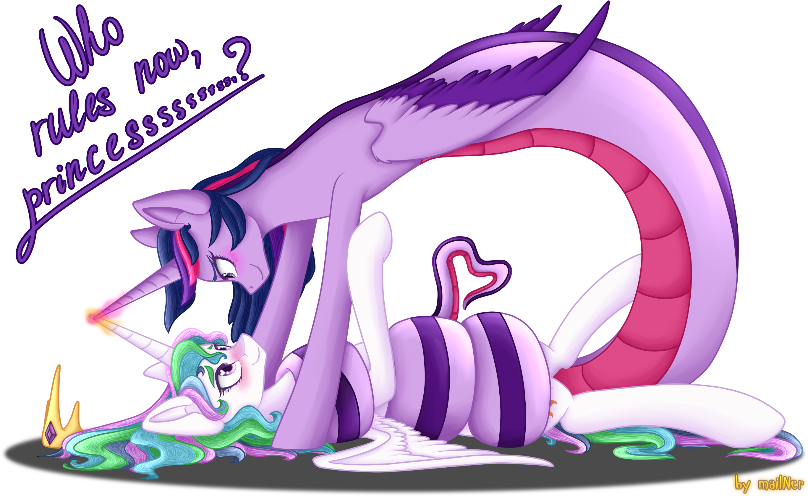 Coils, Crown, Cute, Duet, Female, Horns Are Touching, - Cartoon (2748x1694)