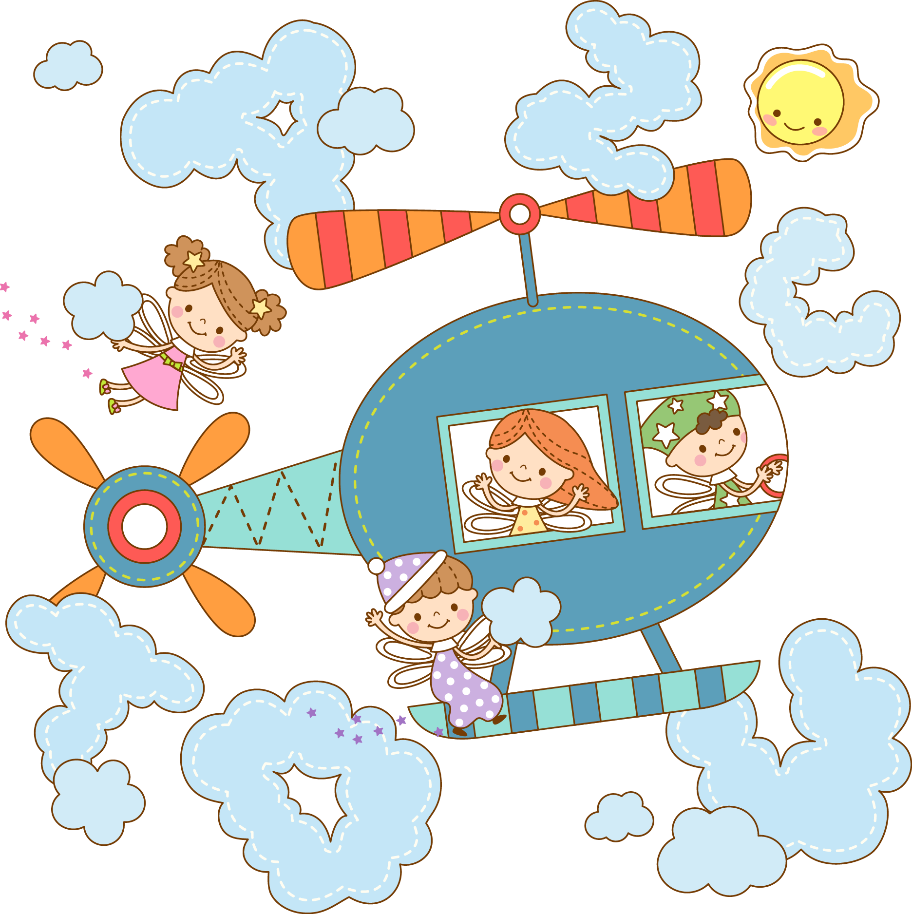 Helicopter Cartoon Illustration - Vector Graphics (1872x1876)