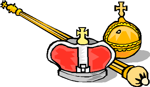 Black And White Crown And Scepter - Crown And Scepter Clipart (482x285)