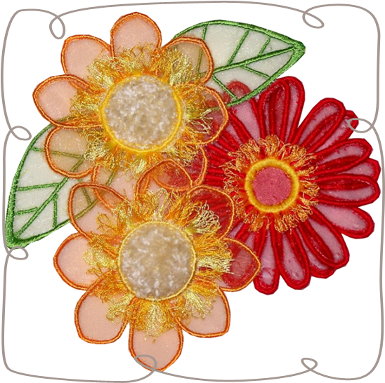 3d Flowers - Embroidery (580x580)