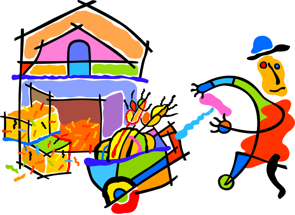 Vector Illustration Of Farmer Harvesting Farm Crops - Vector Illustration Of Farmer Harvesting Farm Crops (960x700)
