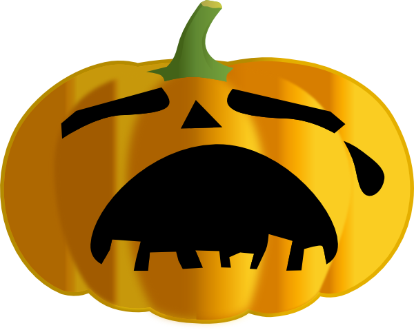 Dark Pumpkin Clip Art - Sad Pumpkin Clipart (600x479)
