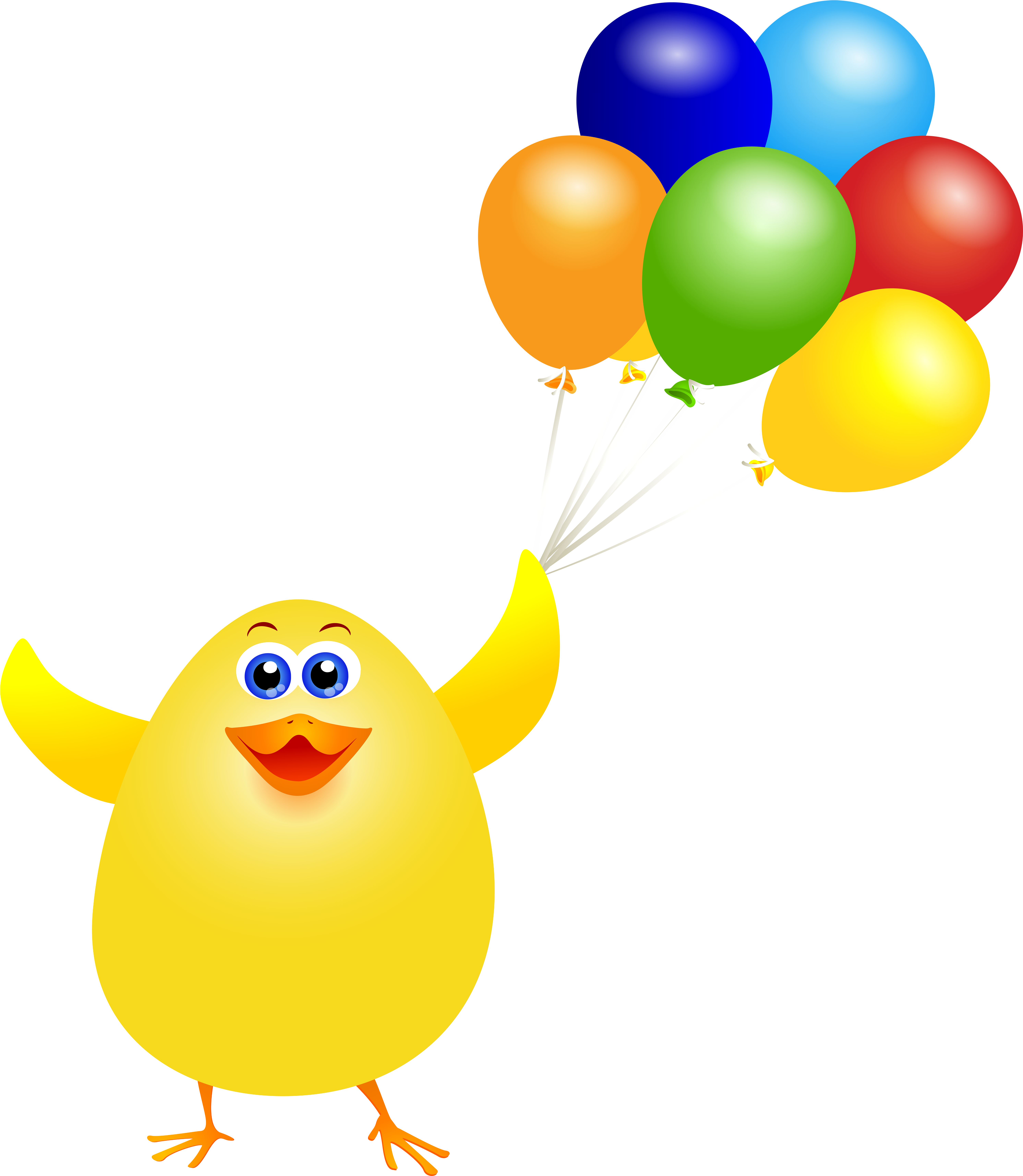 Easter Chicken With Balloons Png Clip Art Image - Easter Balloon Clipart (6089x7000)
